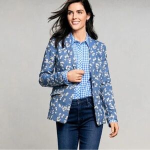 NWOT Talbots size 6 blazer Floral jacquard Jacket Blue White